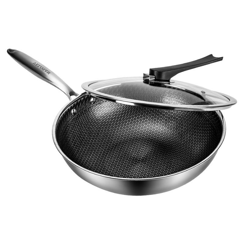 12.5 inch Die Cast Kitchen Frying Pans 1.35kg Honeycomb Three Layers 8cm Height